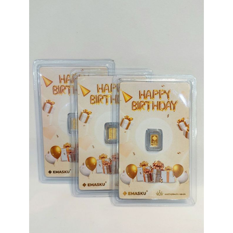 Logam Mulia Mini Emasku Hartadinata 0.1 Gram Gift Kado Happy Birthday