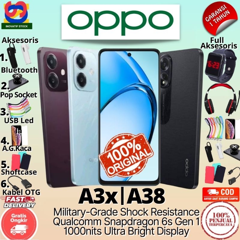 HP BARU OPPO A3x | A18 | A38 | 4/64GB - 6/128GB RAM upto 12GB - 90Hz Display ORIGINAL 100% GARANSI R