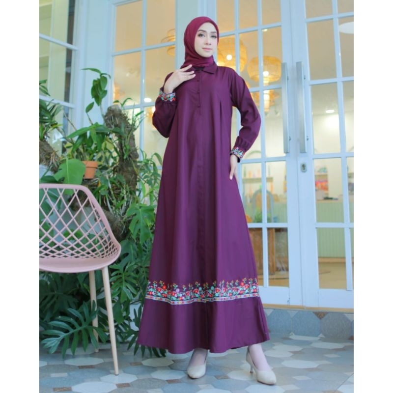 Gamis katun ima Tuyobo fodu mix bordir ori By Alifah