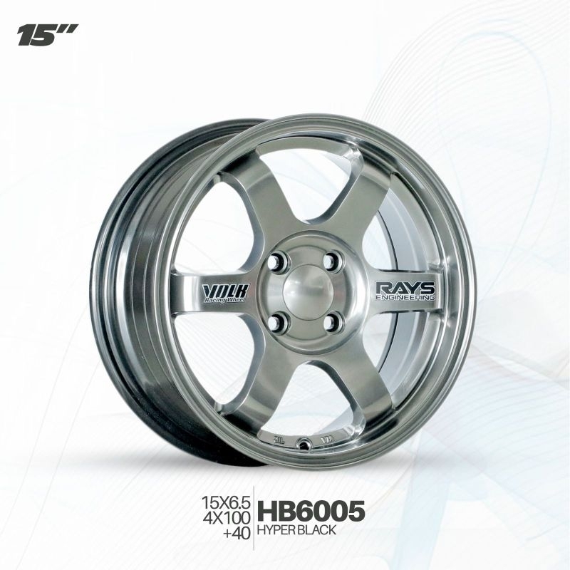 Velg te37 ring 15 lebar 6.5 et40 pcd 4x100 hyper black