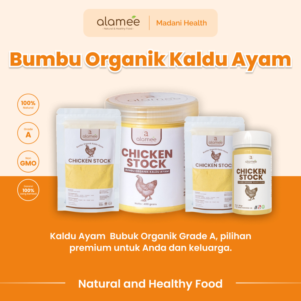 

ALAMEE Kaldu Ayam Bubuk Chicken Stock Powder Extract Seasoning Non MSG Murni Bumbu Seasoning