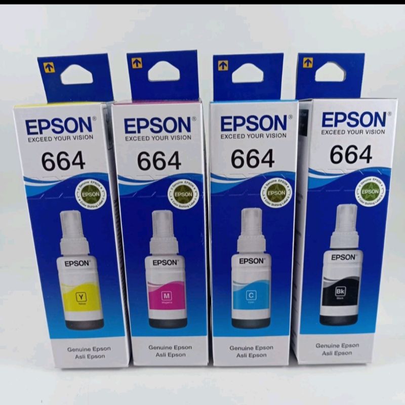 Tinta Epson 664 Original (1 Set 4Pcs) Warna BK Y C M For Untuk Printer Series L100,,L110,,L120,,L200