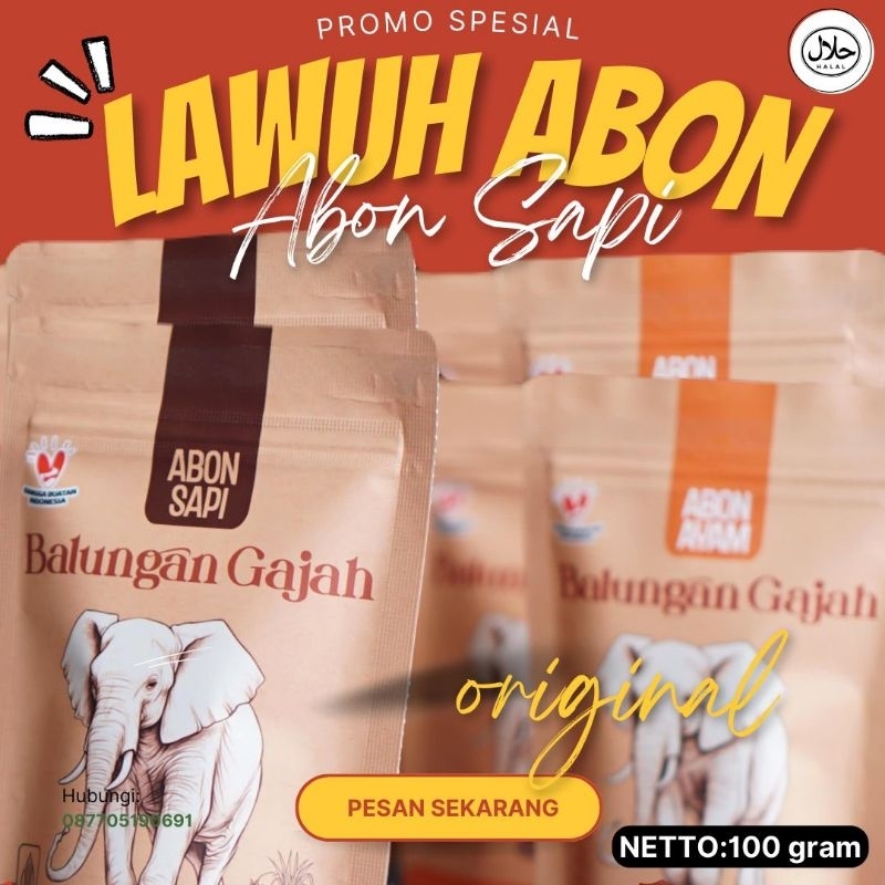 

Abon sapi Rasa ORIGINAL abon cap Balungan gajah kemasan 100G