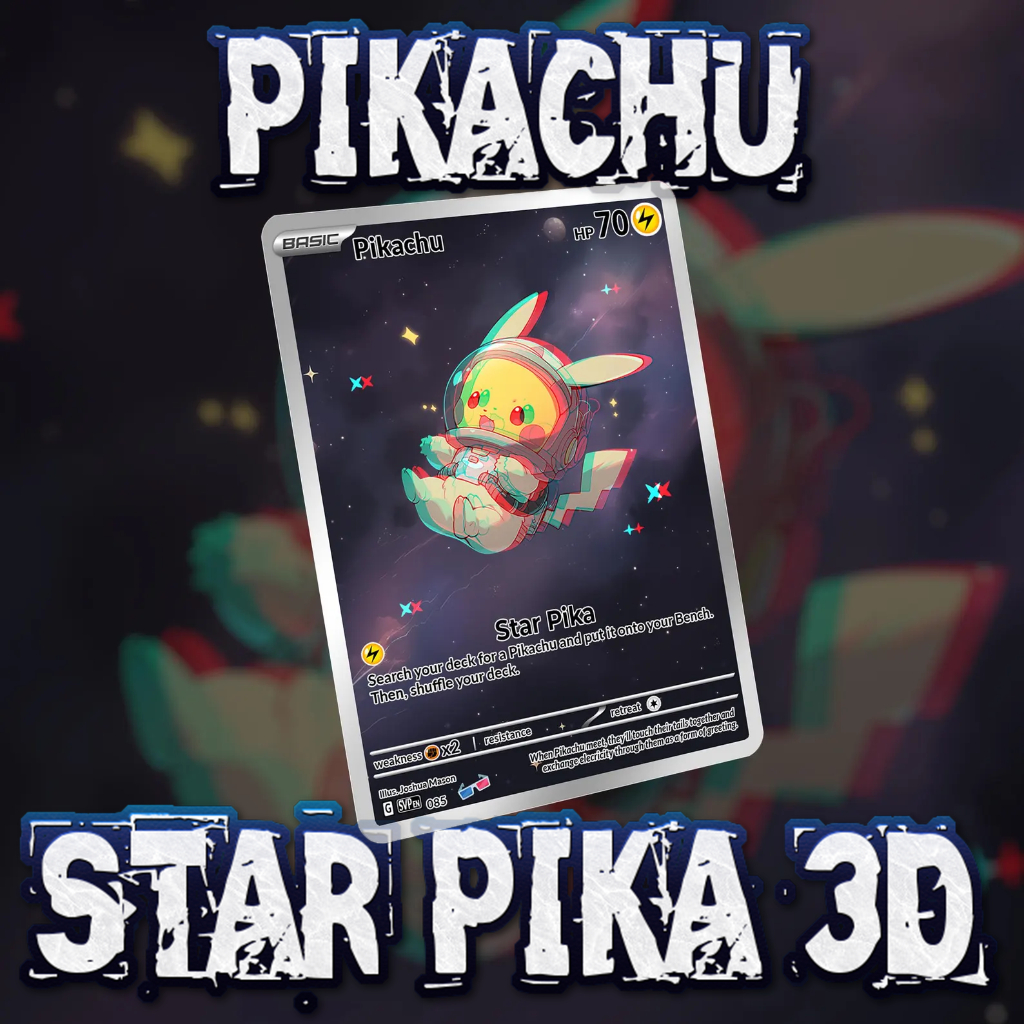 KARTU POKEMON TCG HOLOGRAM ENGLISH VERSION FULL ART - PIKACHU STAR PIKA 3D