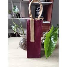 

tas souvenir, tas denim import, tas botol souvenir, godiebag, giftbag, tas tenteng murah Tas Botol Kanvas Natural Polos - Wine Bag Tote Bottle Tempat Minum