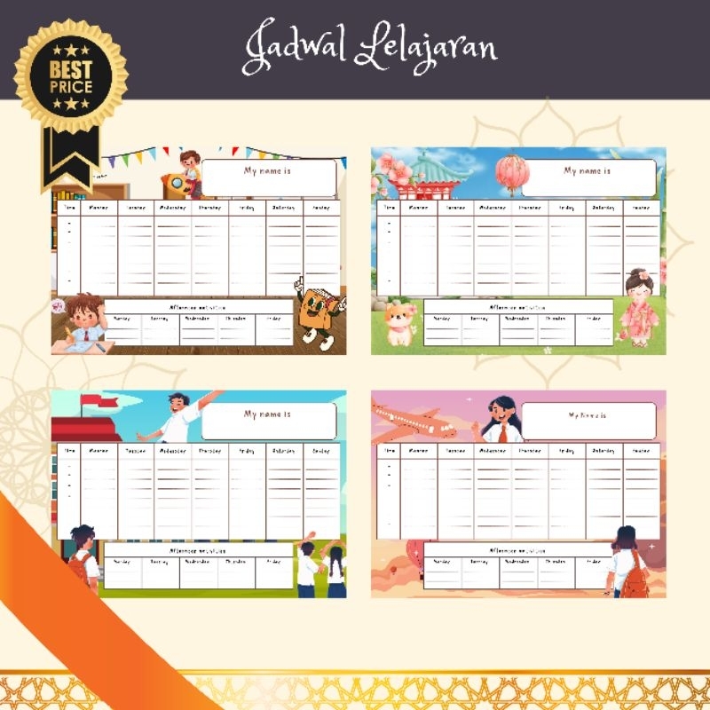 

Jadwal Pelajaran Anak A4 | Wipe Clean