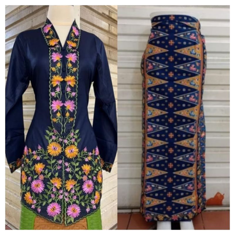 SETELAN KEBAYA ENCIM MOTIF BUNGA BUNGA BORDIR // KEBAYA ENCIM BAHAN KATUN // KEBAYA ENCIM