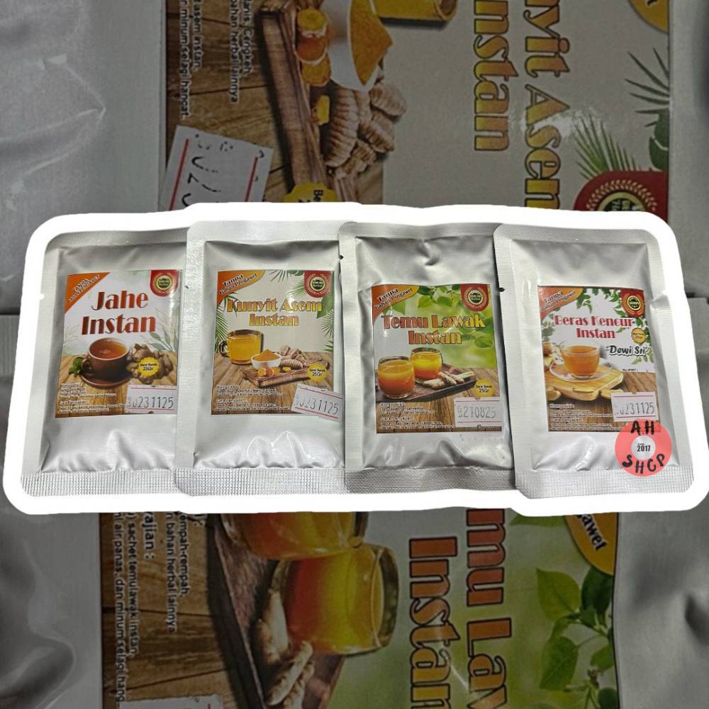 

Minuman Herbal Jamu Alami Jahe - Temulawak - Kunyit Asem - Beras Kencur 1 Sachet 25gr