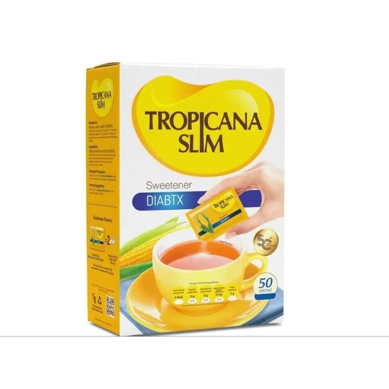 

Tropicana Slim Sweetener Nol Kalori isi 50 sachets // Tropicana Slim DIABTX
