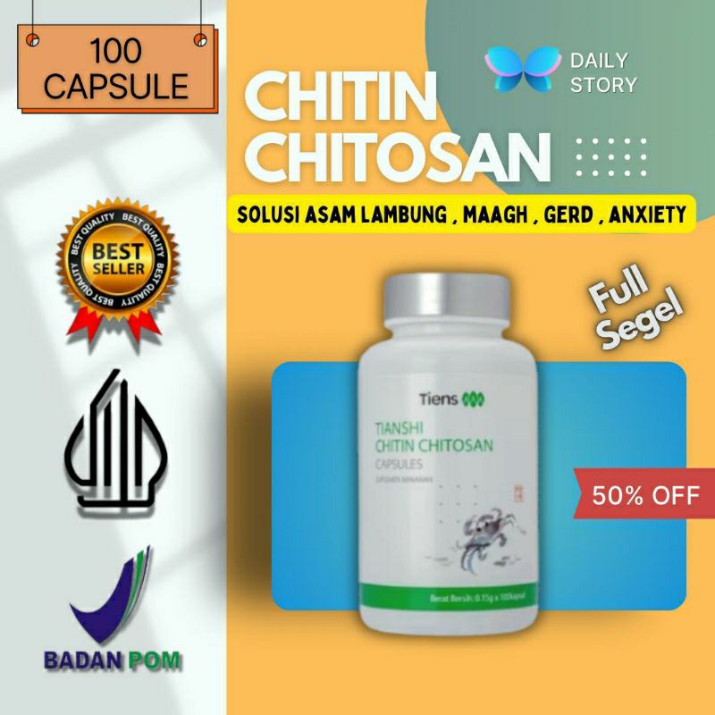 Obat Herbal Tiens Chitin Chitosan untuk Asam Lambung, Maag Kronis, Gerd , Anxiety Dan Obat Luka Luar