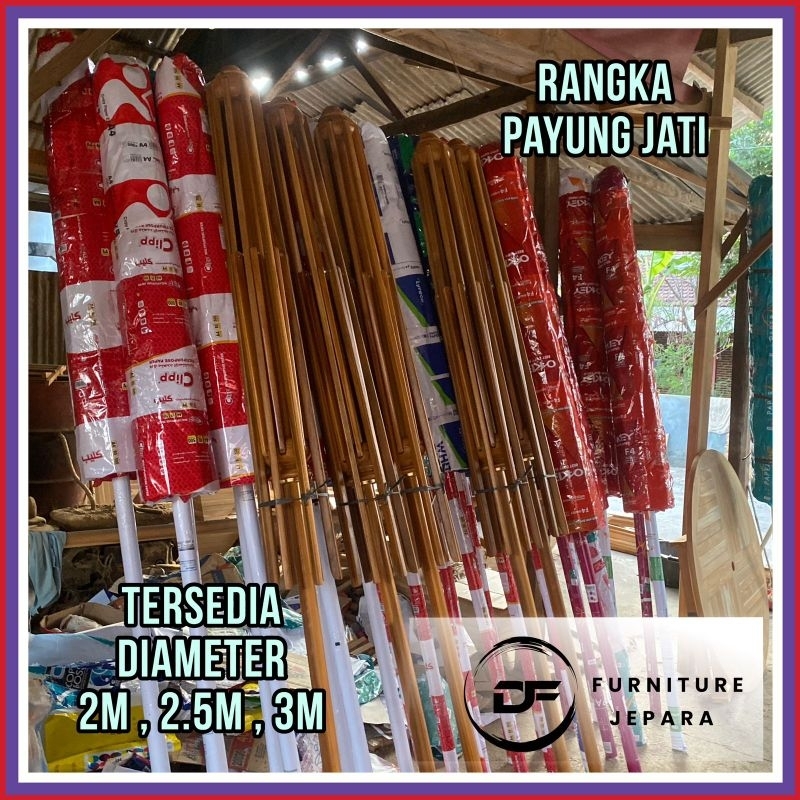 Rangka Payung Kayu Jati Rangka Payung Jari 8 Payung Taman Cafe Outdoor