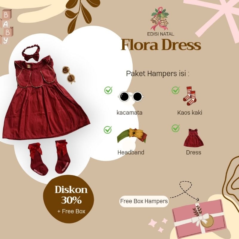 Dress Baju Bayi perempuan 3-6bulan