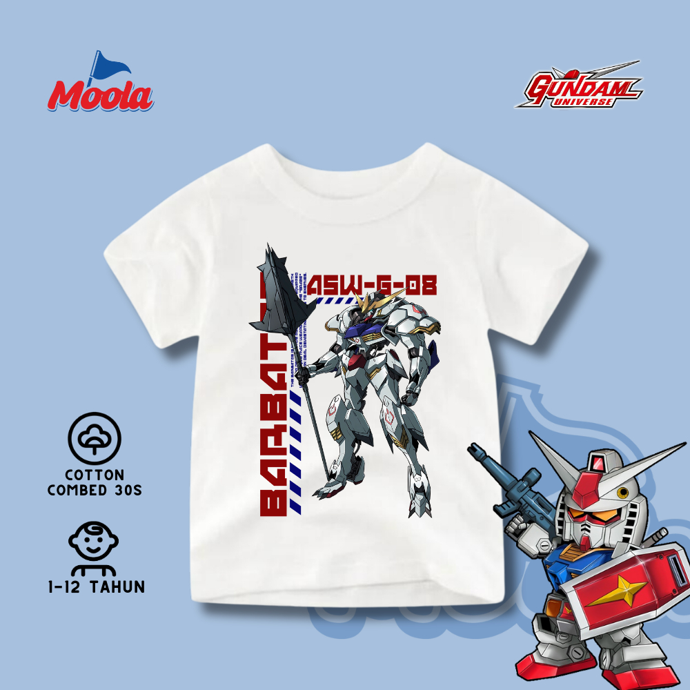 GRATIS STIKER SABLON DTF Kaos ANAK GUNDAM MINI SD RX78 2 | ZAKU | BARBATOS LUPUS REX | Non Official 