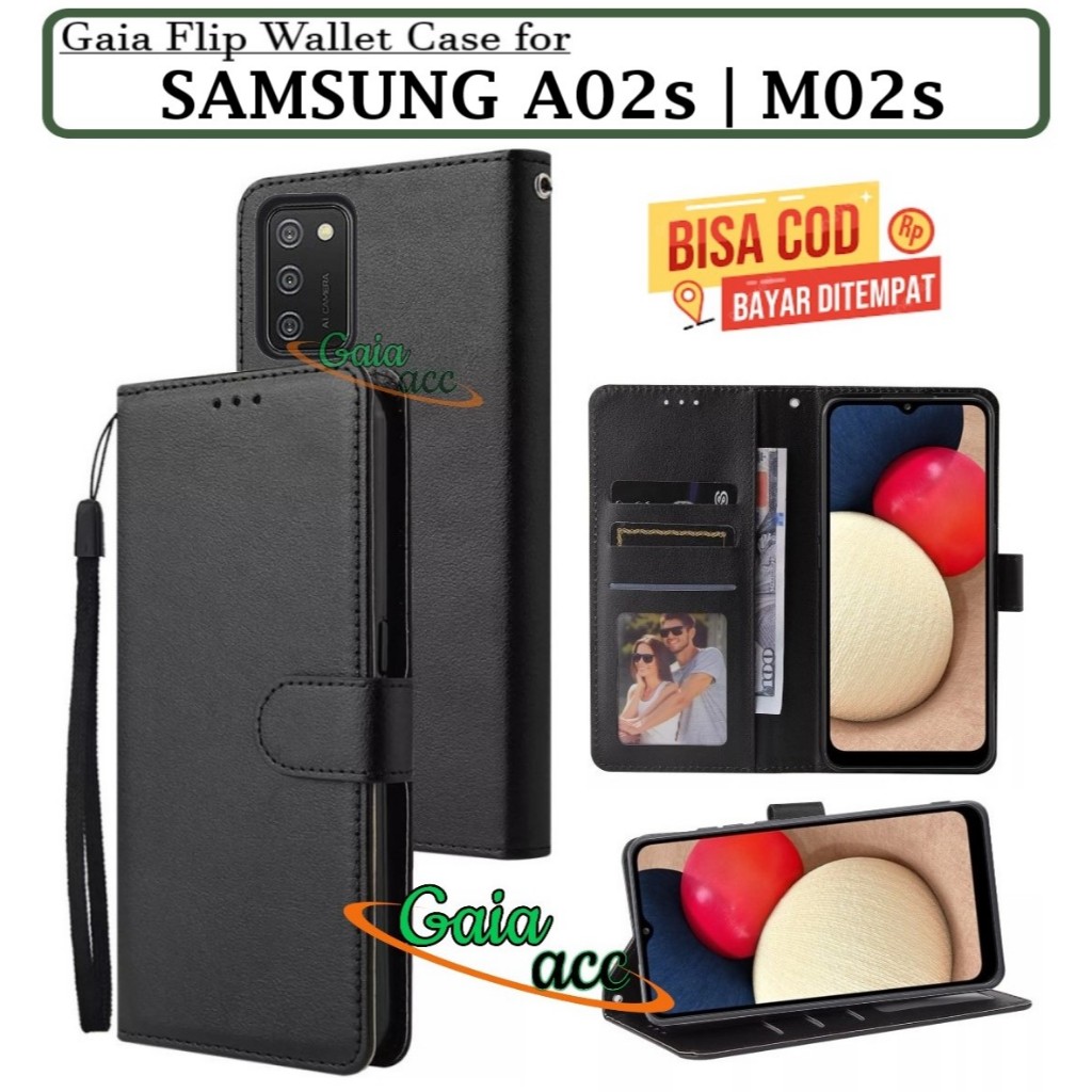 SAMSUNG GALAXY A02S  / M02S FLIP LEATHER CASE PREMIUM-FLIP WALLET CASE KULIT