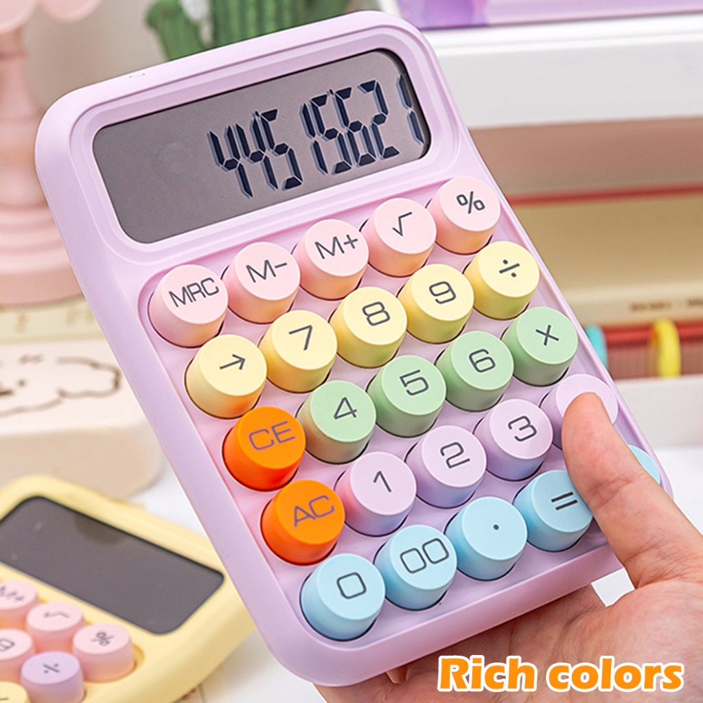 

[Ready Stock] Flexible Calculator Aesthetic 12 Digit Kalkulator estetik unik Large-key Keyboard Pink kuning Candy-colored Cute lucu School Office Supplies Financial Accounting