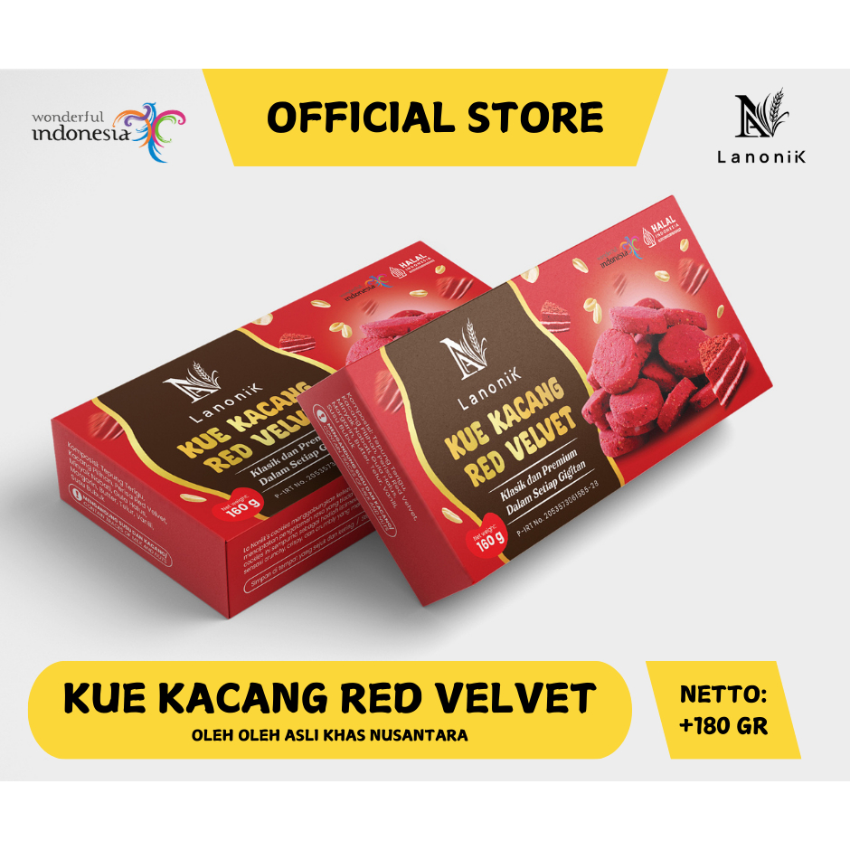

KUE KACANG RED VELVET by La Noniik | Kue kering Premium Kue Lebaran Kue Natal Oleh Oleh Malang Batu