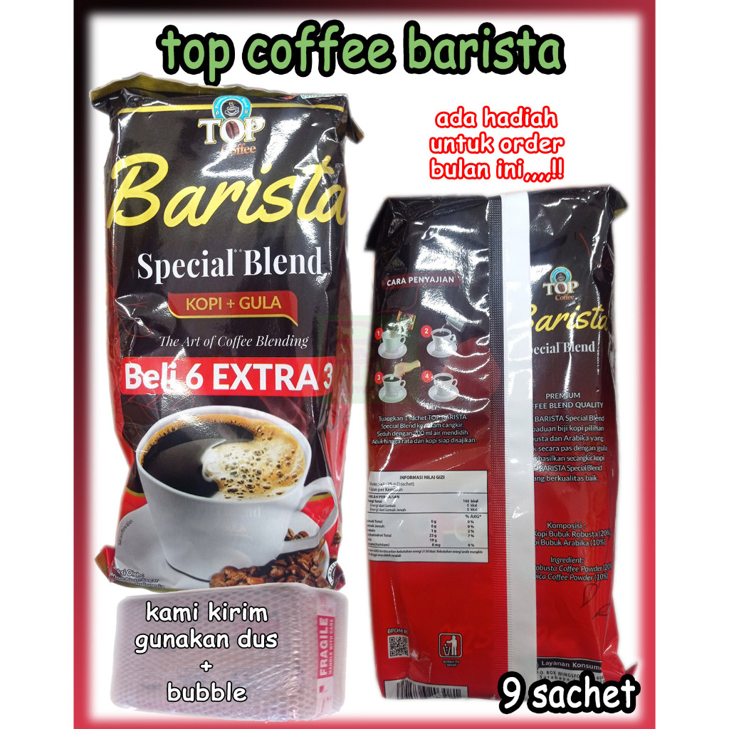 

Top Kopi Coffee Barista Special Blend Satu Renceng 9 Sachet 25Gram