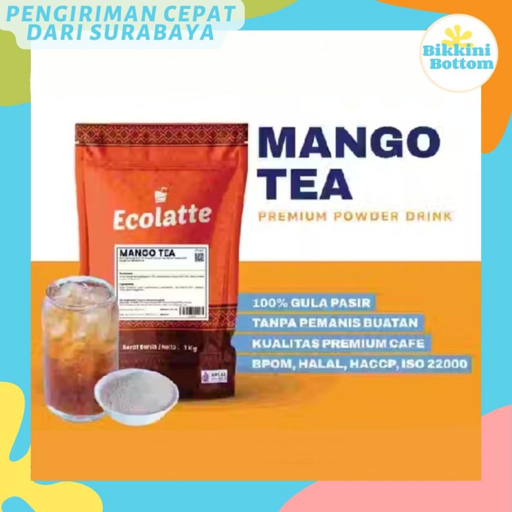 

Bubuk Minuman MANGO TEA Ecolatte Premium 1kg Bubuk Minuman Rasa MANGOTEA Powder Drink Halal