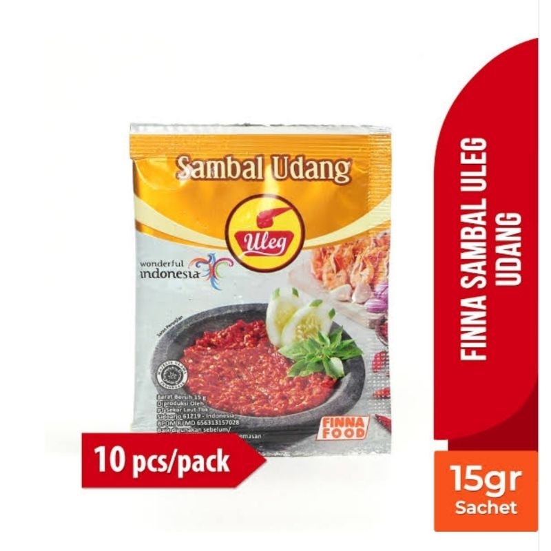 

Uleg Sambal Udang isi 10 Sachet @ 15 gram / Finna Food