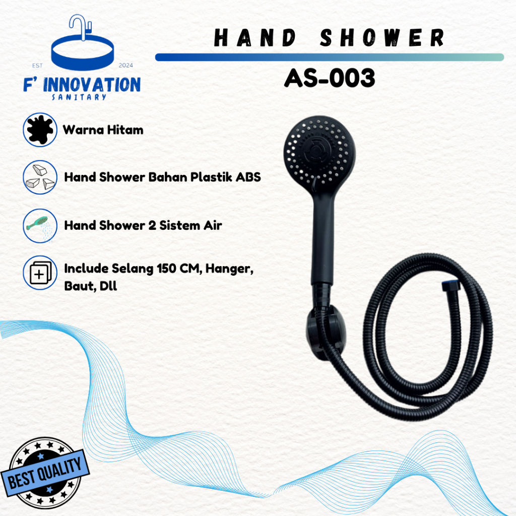 HAND SHOWER KAMAR MANDI / KEPALA SHOWER MANDI / SHOWER HEAD MANDI HITAM