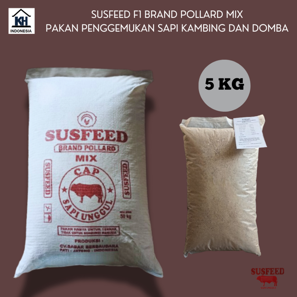 REPACK 5 KG - SUSFEED F1 POLLARD MIX - PAKAN SAPI KAMBING DOMBA AYAM BEBEK - PAKAN ALTERNATIF POLAR 
