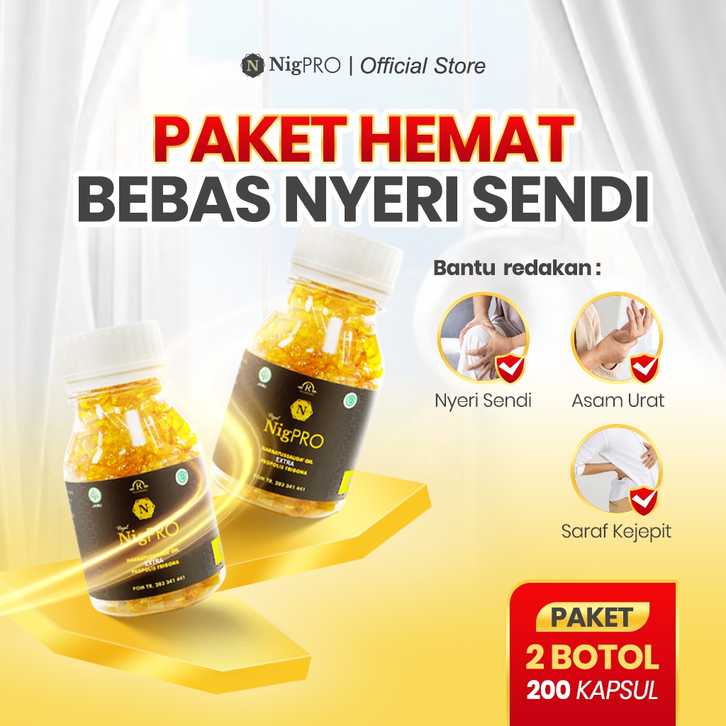 ROYAL NigPRO Habbatussauda Oil Extra Propolis Trigona Herbal Nyeri Sendi - Paket 2 Botol Isi 200 Kap