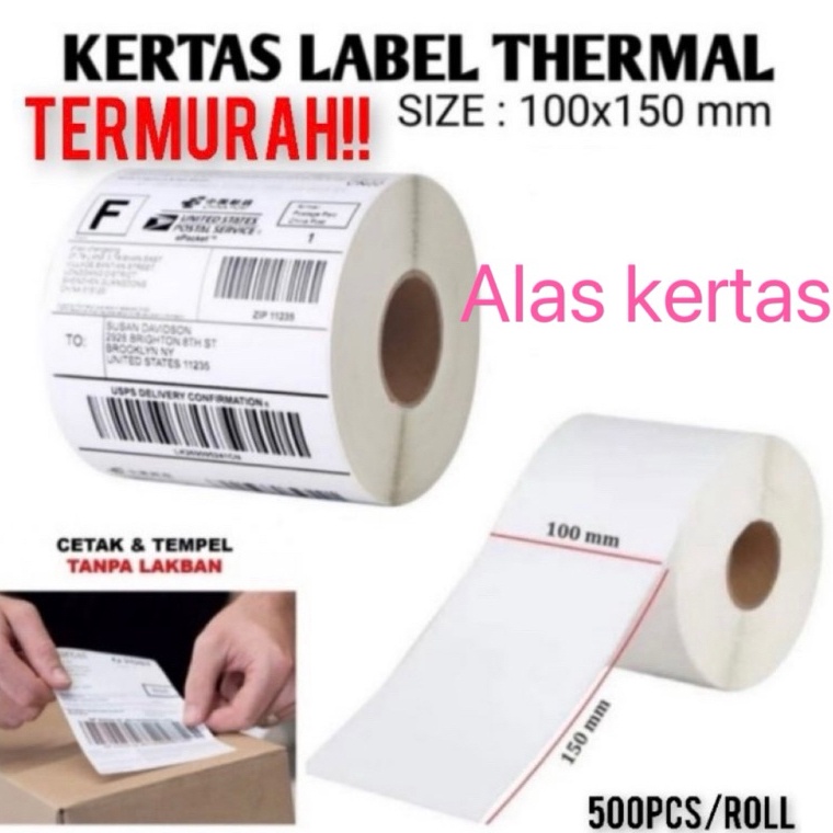 

KODE E82H KERTAS THERMAL LABEL STICKER 5PCS UKURAN A6 1X15