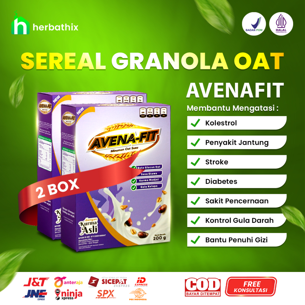 

AVENAFIT Sereal Granola Oat Susu Etawa OBAT KOLESTROL 2 Box