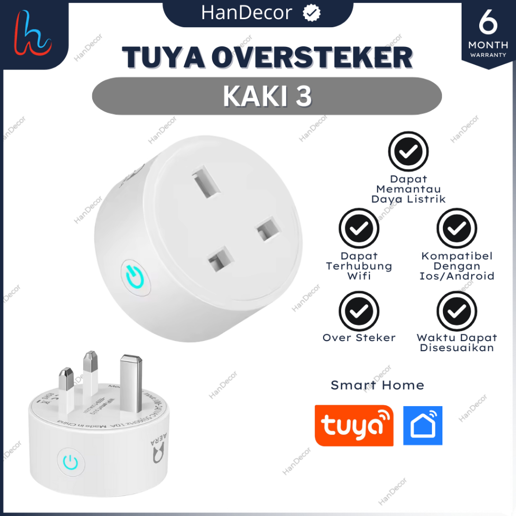 Tuya Smart Plug | Oversteker Kaki 3 | Tuya Smart Home Kaki 3 | Tuya Smart Plug 3 | Stop Kontak Pinta