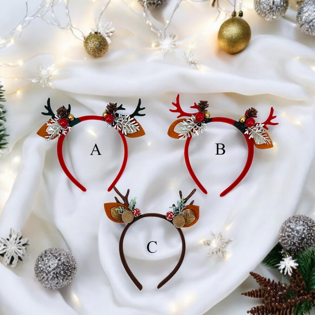 Bando Natal tanduk rusa kecil asesoris Natal Pesta Natal