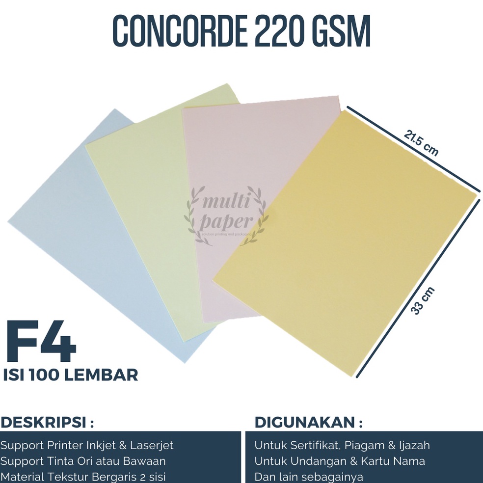 

KODE VTKPY Concorde F4 22 gr isi 1 lembar Kertas Piagam F4 Concorde F4