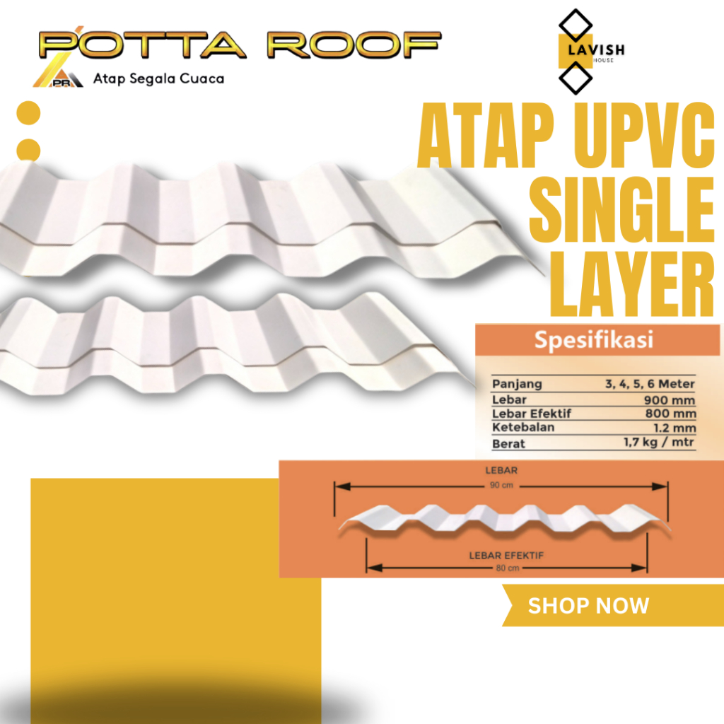 ATAP UPVC SINGLE LAYER ATAP PVC MURAH ATAP PVC SINGLE LAYER POTTA ROOF TERBAIK DIKELASNYA