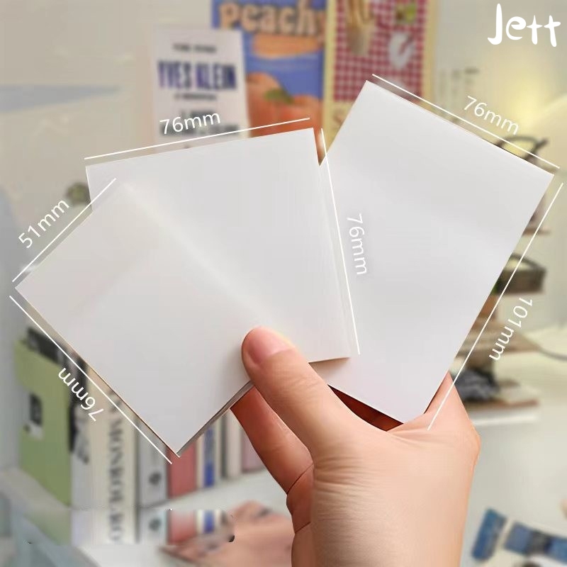 

[Ready] Sticky Notes Transparan/ Pad Lem Kuat /Memo Tempel Semi Transparan 76x95mm 50 Lembar-Jett