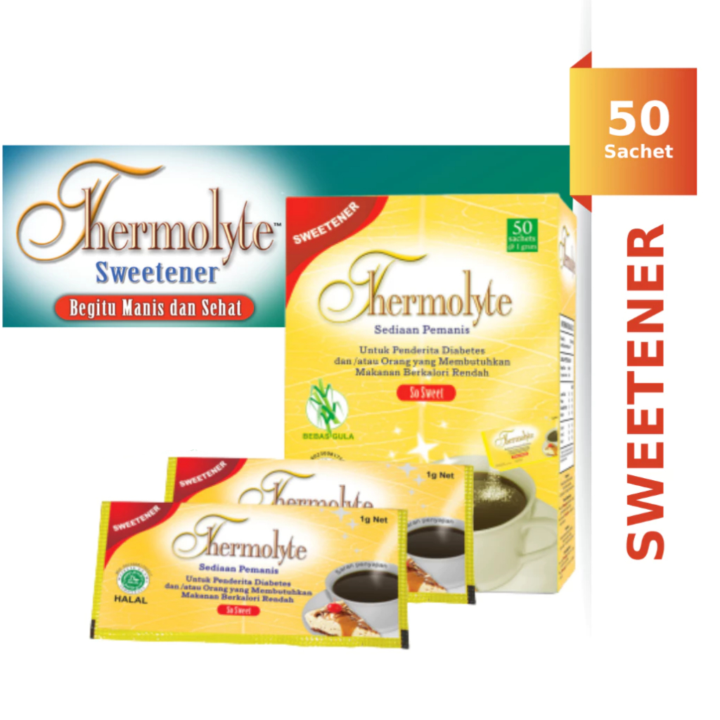 

Thermolyte Sweetener Isi 50 Sachet @ 1 Gram - Pemanis Pengganti Gula