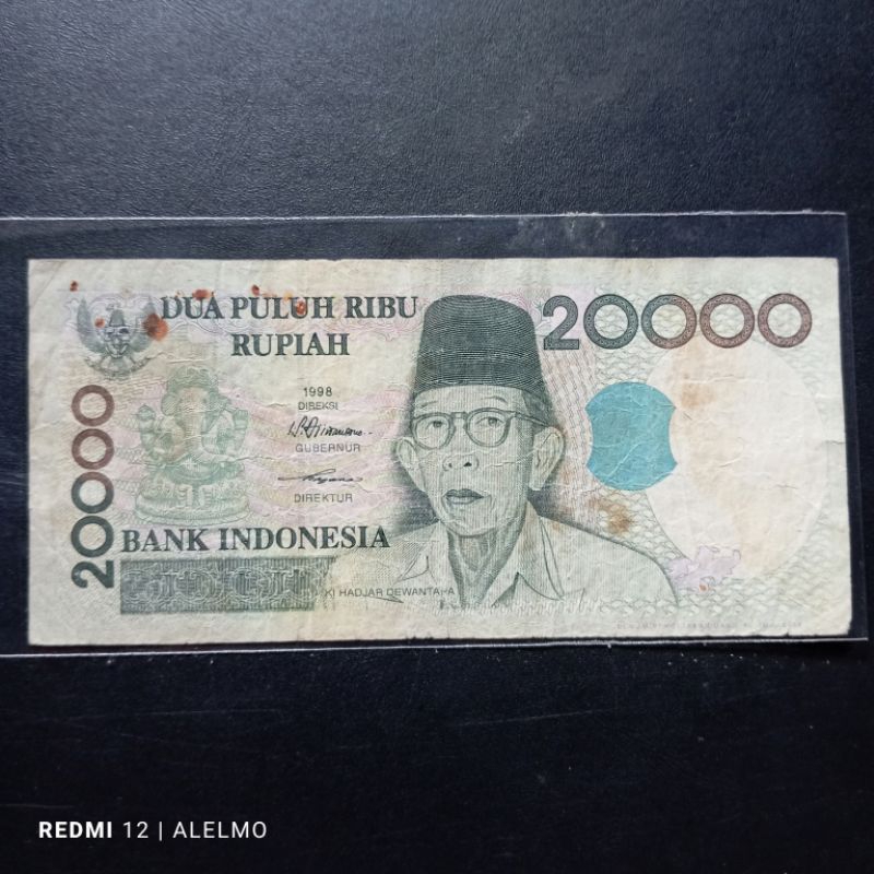 20000 rupiah kihajar dewantara tahun 1998 bekas asli jelek