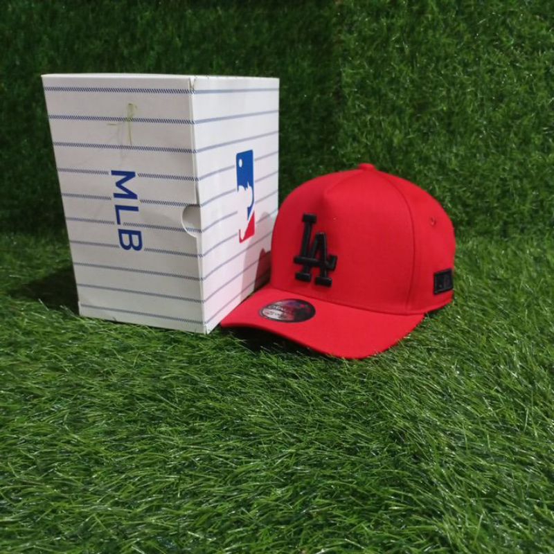 LA Hitam Merah Topi Baseball Full Tag MLB Topi Premium