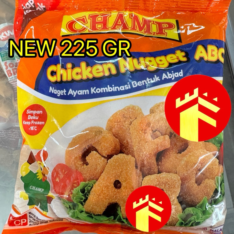 

CHAMP CHICKEN NUGGET ABC 250 GR NAGET AYAM BENTUK ABJAD
