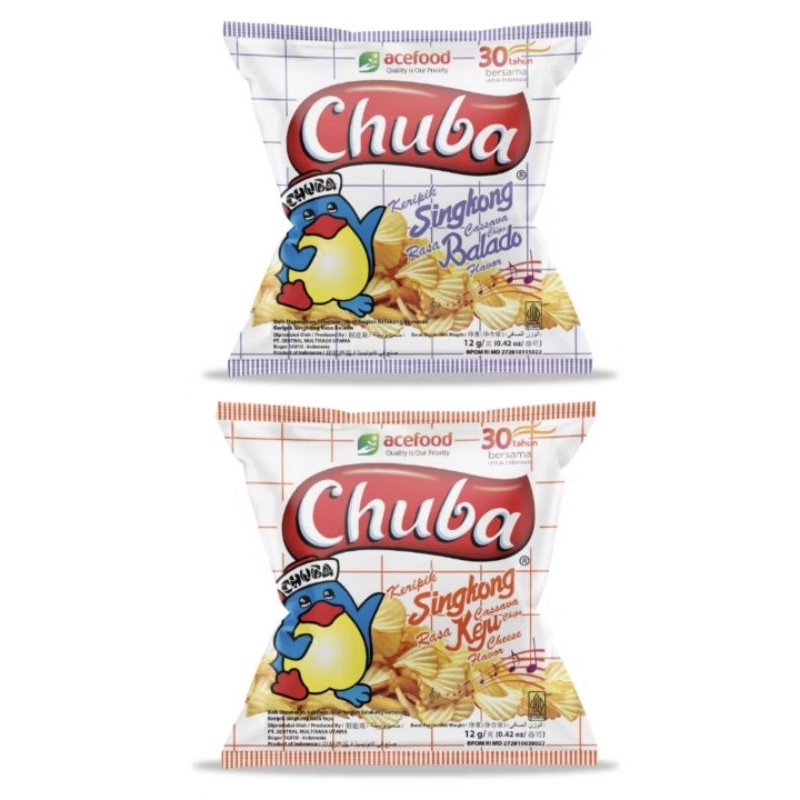 

Chuba Keripik Singkong 12gr(20 pcs ) Rasa Keju/Sambal Balado