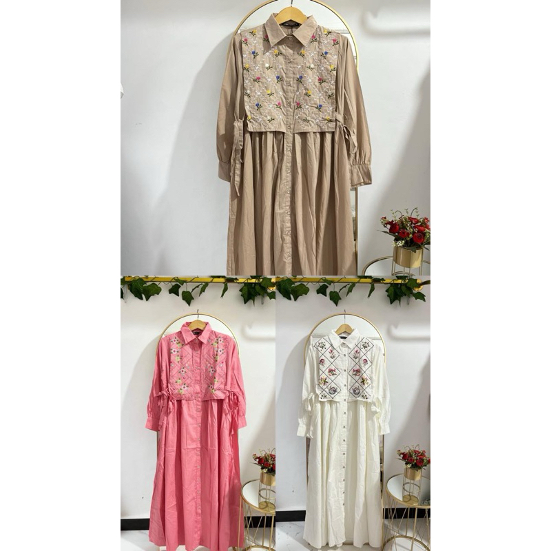 Dress Zara Katun Jepang /zara dress bordir/gamis bordir/gamis katun Jepang