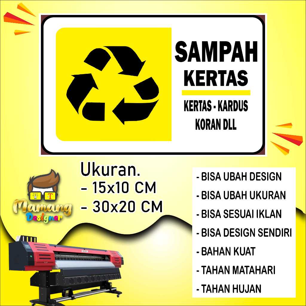 

Sticker Tempelan Sampah Bahan Cerah Kuning