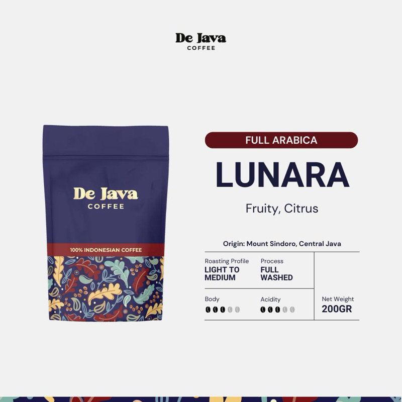 

De Java Coffee Lunara 200gr - Biji Kopi Arabica Speciality