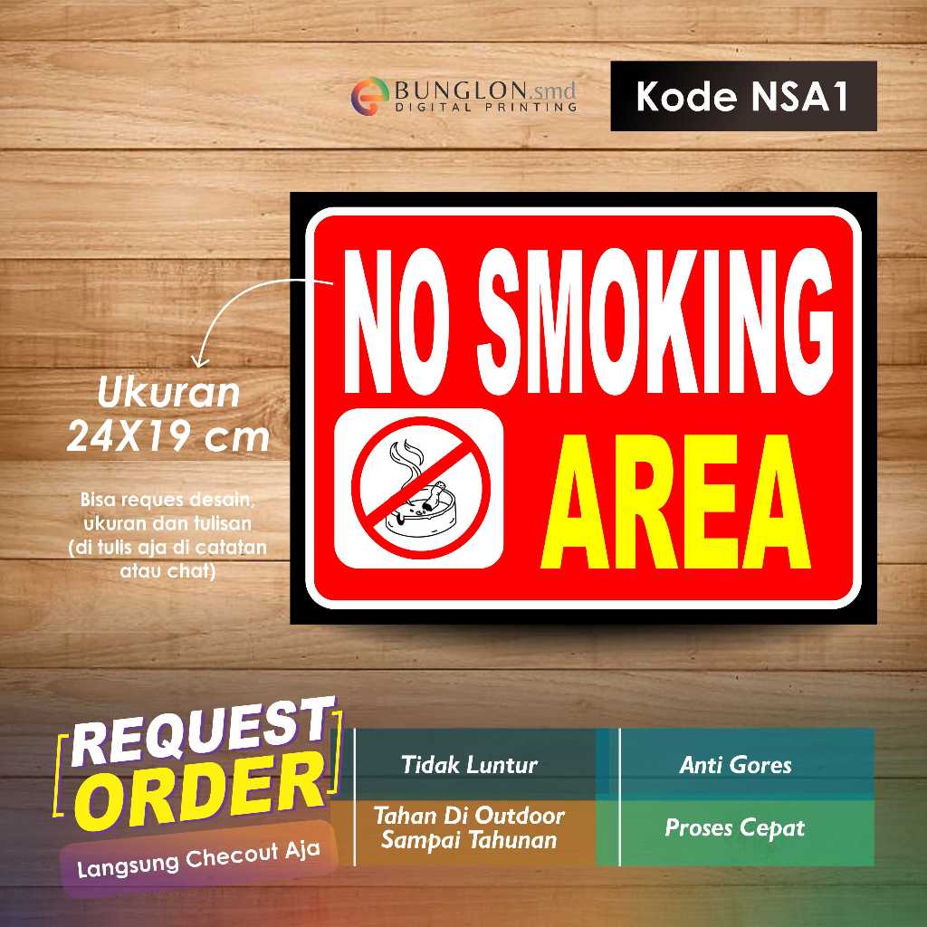 

STIKER NO SMOKING AREA + LAMINASI KODE NSA1 MERAH