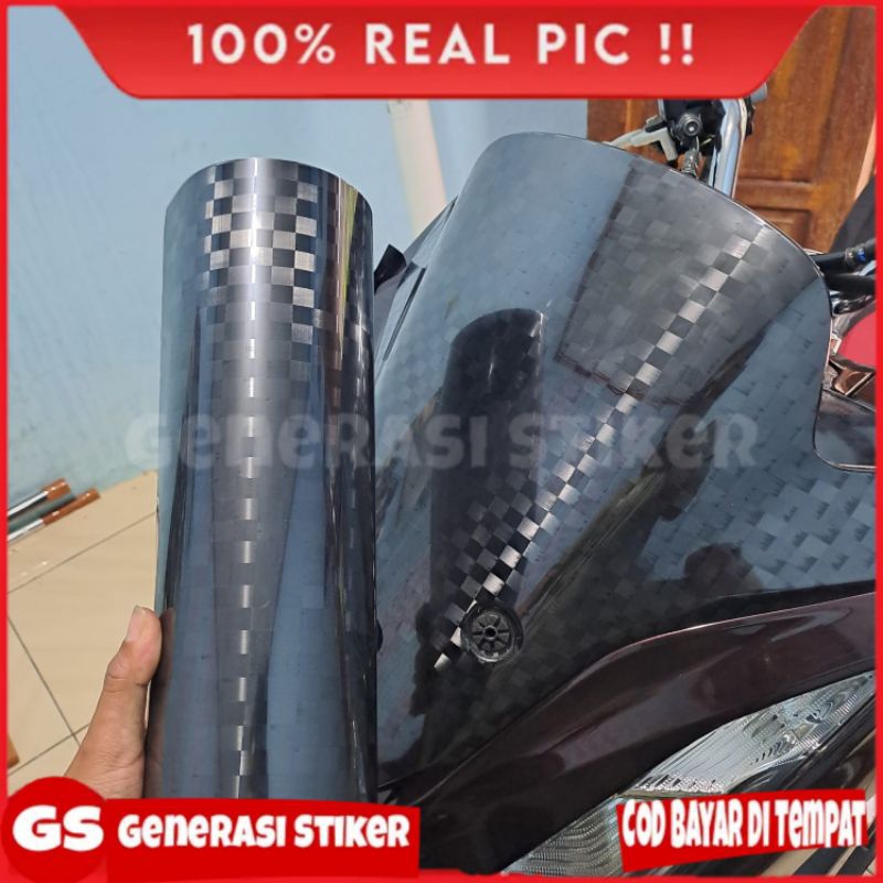 Stiker Skotlet Karbon Spread tow Sticker Carbon Motif Kotak Kotak Premium Super Glossy Untuk Lis Bod