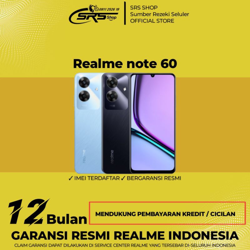 REALME Note 60 RAM (6+6)Gb-(4+4)Gb/128GB-64GB Original Garansi Resmi