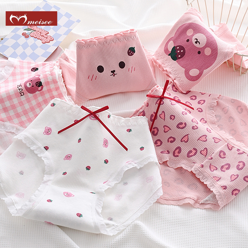 Promo Meisee 5 Paket Celana Dalam Katun Merah Muda Untuk Remaja Wanita Celana Dalam Anime Lolita