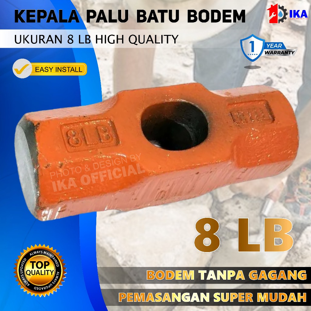 Kepala Palu batu 8LB / Bodem 8LB / Martil Tanpa gagang (F65) / Palu Bodem 8 LB / Palu Besi Kepala Ba