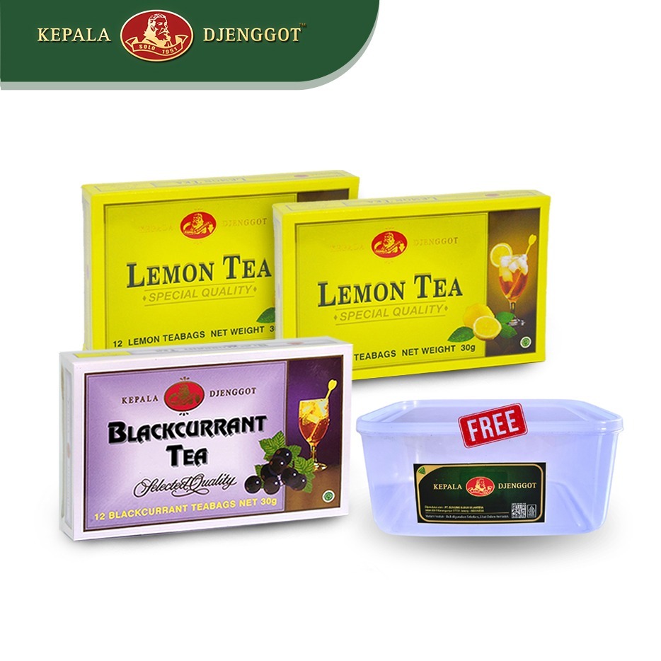 

Paket Lunch box C - isi Kepala Djenggot Lemon Tea Regular 12's 30 gr x 2 & Blackcurrent tea Regular 12's 30 gr