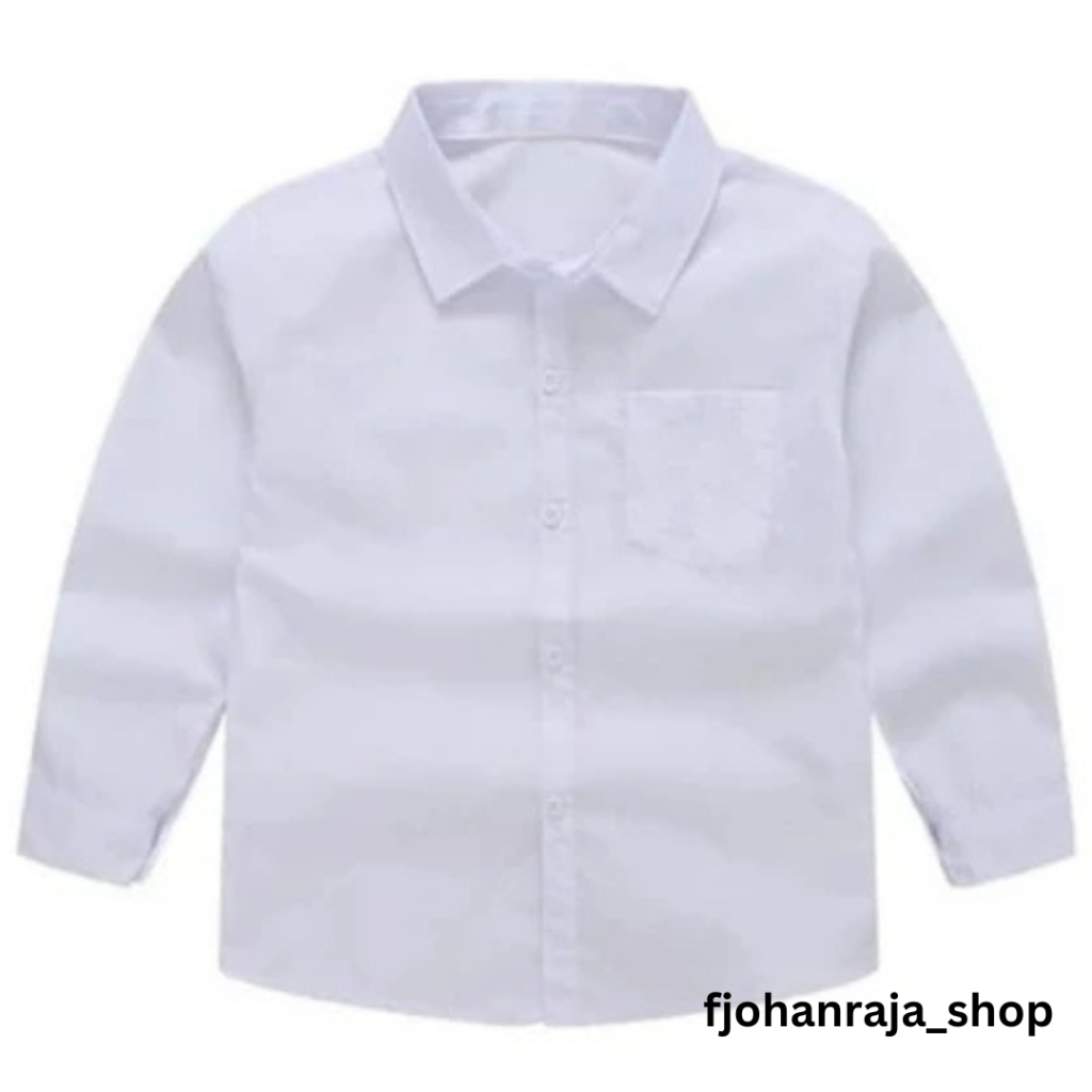 [READY] Kemeja Putih Polos Katun Lengan Panjang Anak Laki Laki