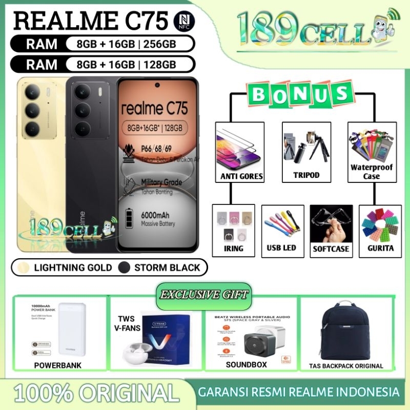 REALME C75 RAM 8/256 GB | REALME C 75 RAM 8/128 GB GARANSI RESMI REALME INDONESIA