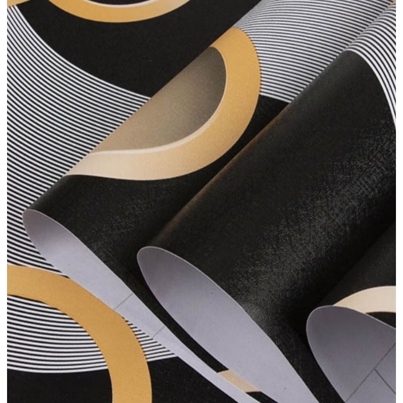 WALLPAPER DINDING MURAH, WALLPAPER DINDING MOTIF POLKADOT HITAM GOLD